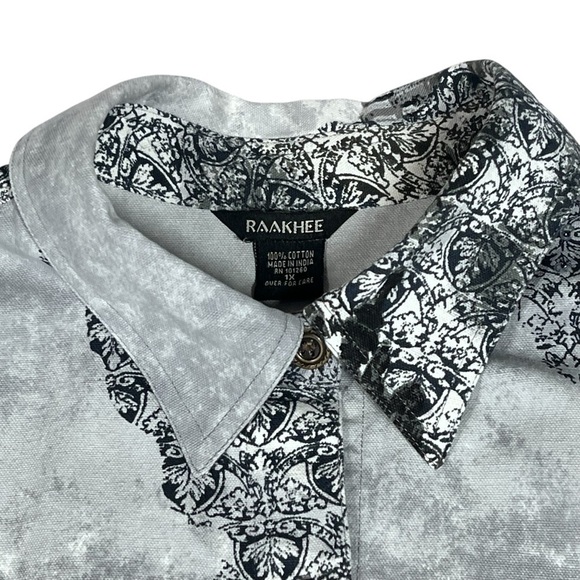 VTG RAAKHEE Sequin Black White City Skyline Button Up Top Women's Size 1X - Picture 8 of 16